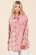 Mittoshop Plaid Button Down Drop Shoulder Jacket - Hovatok