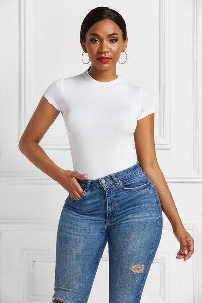 Round Neck Short Sleeve Bodysuit - Hovatok