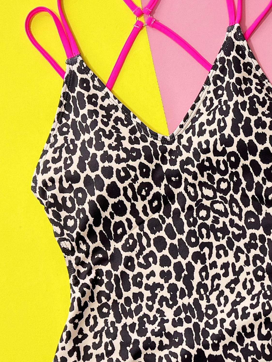 Leopard Plunge Spaghetti Strap One-Piece Swimwear - Hovatok