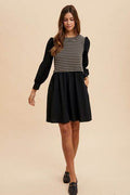 Annie Wear Tie Back Plaid Round Neck Mini Dress - Hovatok