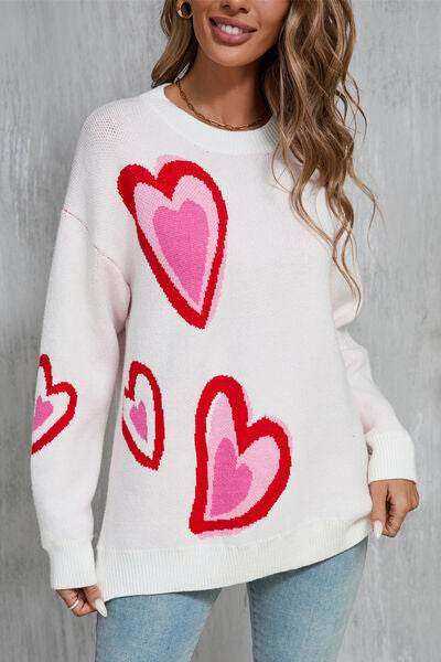 Angel Wings Heart Round Neck Long Sleeve Sweater - Hovatok