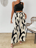 Cutout One Shoulder Top and Printed Pants Set - Hovatok