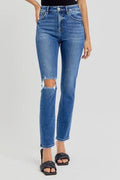 RISEN Full Size High Rise Ankle Skinny Knee Distressed Jeans - Hovatok