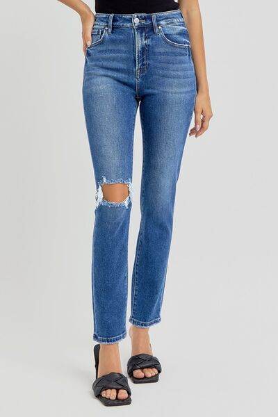 RISEN Full Size High Rise Ankle Skinny Knee Distressed Jeans - Hovatok