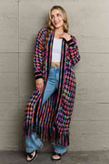 Angel Wings Full Size Multicolored Open Front Fringe Hem Cardigan - Hovatok