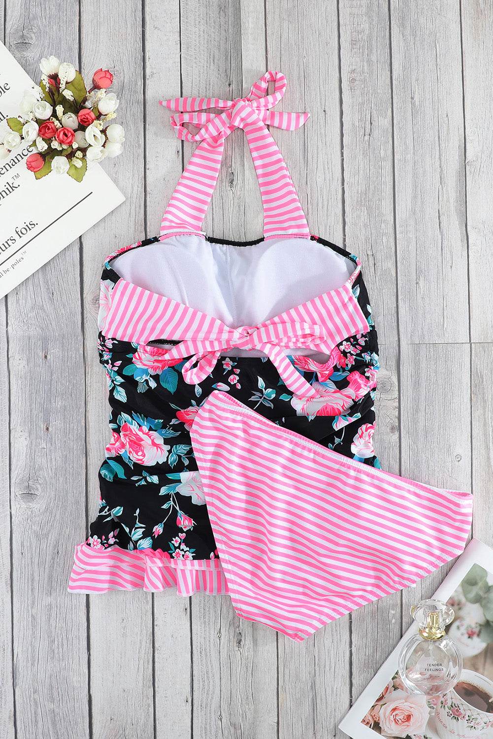 Mixed Print Tie-Back Two-Piece Swimsuit - Hovatok