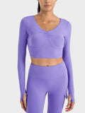 Millennia Ruched Cropped Long Sleeve Sports Top - Hovatok