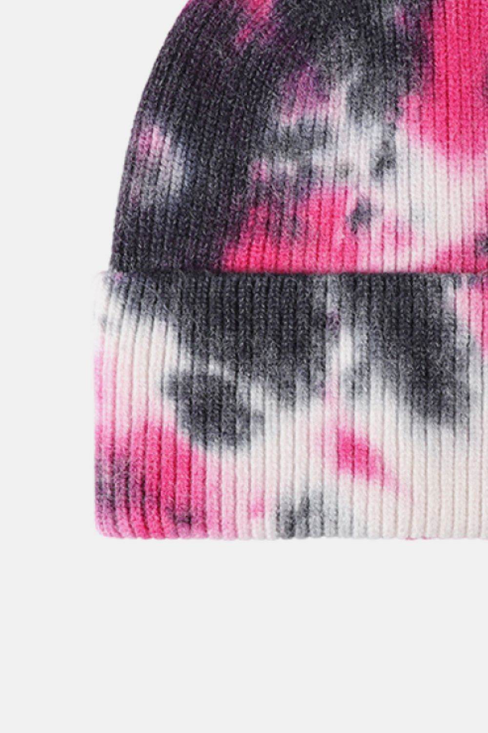 Tie-Dye Cuffed Rib-Knit Beanie Hat - Hovatok