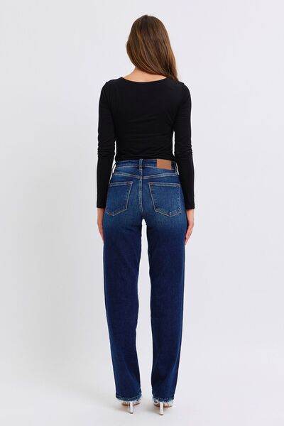 Judy Blue Full Size Raw Hem Straight Leg Jeans - Hovatok