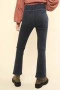 VERY J Washed Denim Stretchy Crossover Waist Leggings - Hovatok