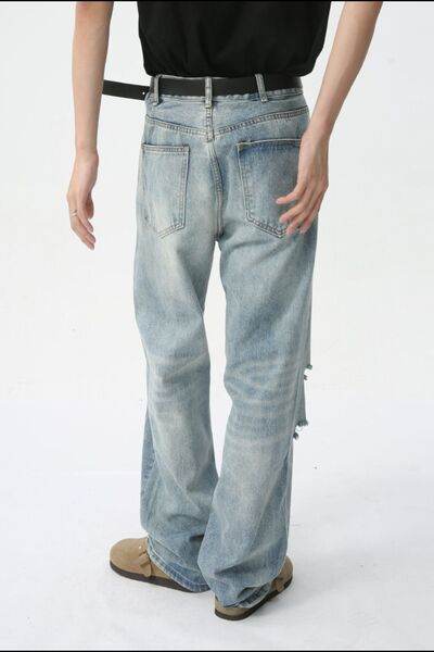 Distressed Wide Leg Jeans - Hovatok