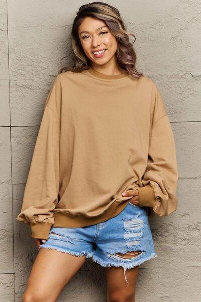 Full Size Round Neck Long Sleeve Sweatshirt - Hovatok