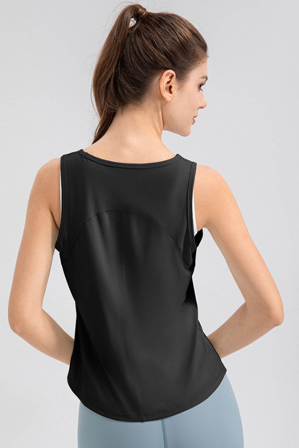 Wide Strap Round Neck Active Tank - Hovatok
