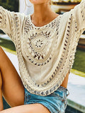 Cutout Round Neck Half Sleeve Cover Up - Hovatok