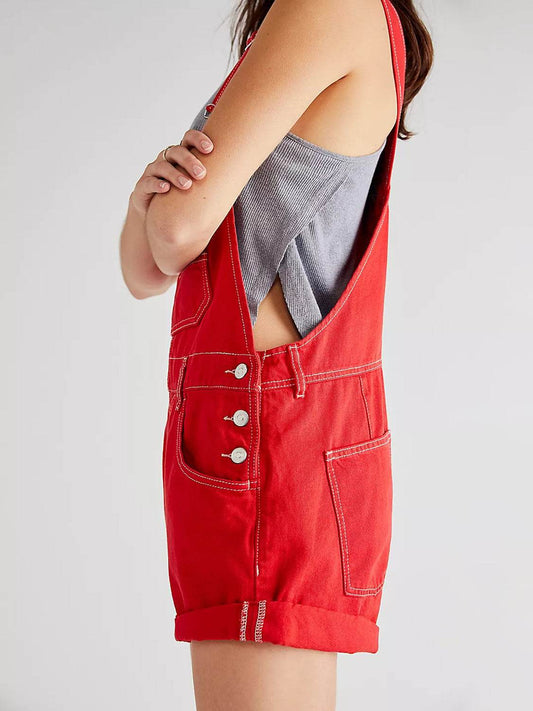 Wide Strap Square Neck Denim Overalls - Hovatok