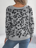 Leopard Buttoned Square Neck Sweater - Hovatok