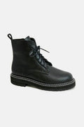 Beast Fashion Faux Leather Lace-Up Boots with Side Zipper - Hovatok
