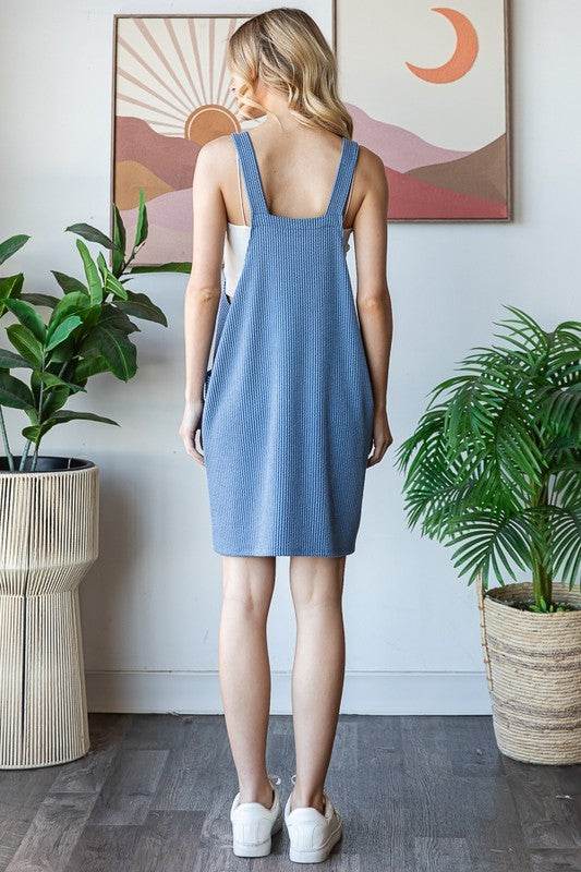 Heimish Full Size Ribbed Sleeveless Mini Tank Dress Plus Size - Hovatok
