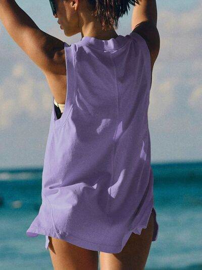 Side Slit V-Neck Tank - Hovatok