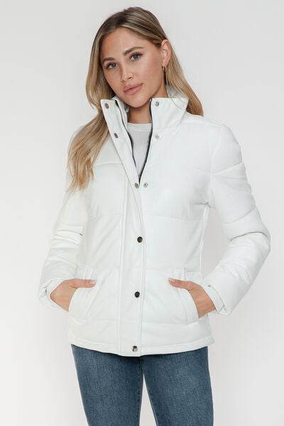 YMI Pocketed Zip Up Turtleneck Puffer Jacket - Hovatok
