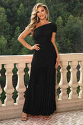 One-Shoulder Ruched Maxi Dress - Hovatok