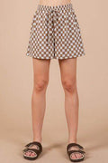 Ces Femme Checkered Round Neck Top and Shorts Set - Hovatok