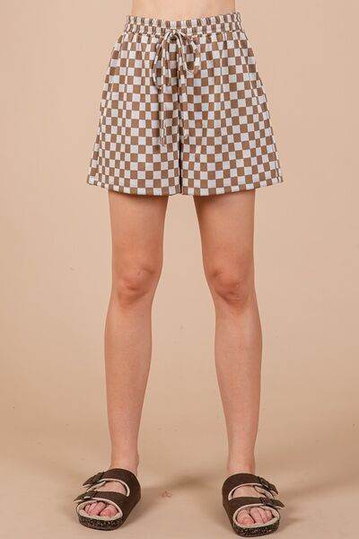 Ces Femme Checkered Round Neck Top and Shorts Set - Hovatok