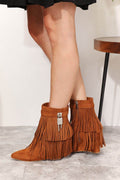 Legend Women's Tassel Wedge Heel Ankle Booties - Hovatok