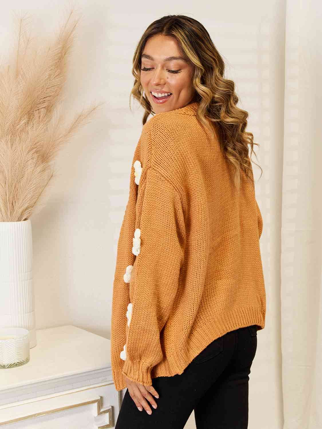 Angel Wings Flower Dropped Shoulder Open Front Cardigan - Hovatok