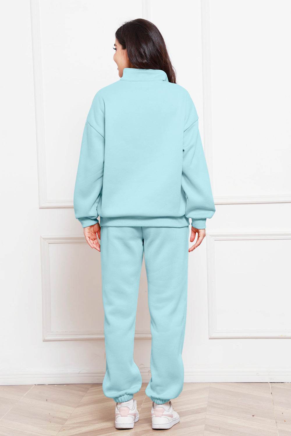 Half Zip Long Sleeve Sweatshirt and Pants Set - Hovatok