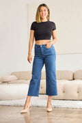 RFM Crop Chloe Full Size Tummy Control High Waist Raw Hem Jeans - Hovatok