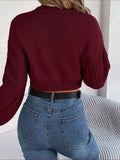 Cable-Knit Round Neck Cropped Sweater - Hovatok