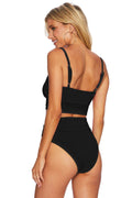 Color Block Spaghetti Strap Two-Piece Swim Set - Hovatok