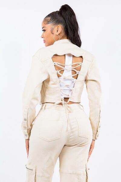 American Bazi Laced Back Cropped Jacket - Hovatok