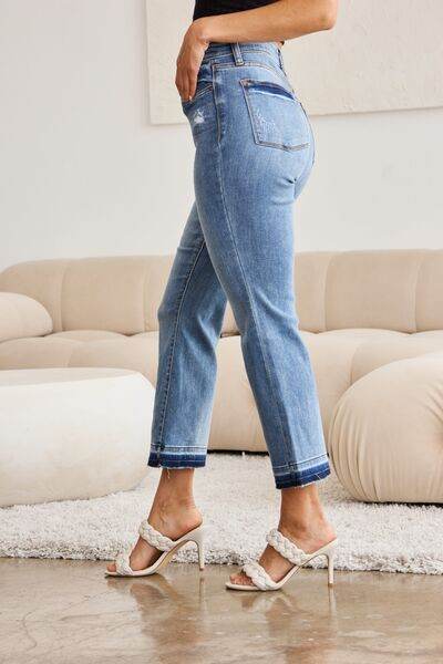 Judy Blue Full Size Release Hem Cropped Bootcut Jeans - Hovatok