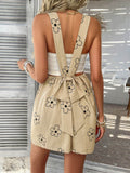 Devine Flower Wide Strap Overalls with Pockets - Hovatok