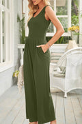 Full Size Scoop Neck Wide Strap Jumpsuit - Hovatok