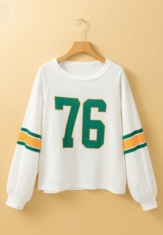 Number 76 Round Neck Long Sleeve Top - Hovatok
