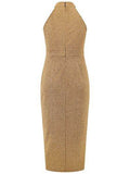 Slit Ruched Mock Neck Sleeveless Dress - Hovatok