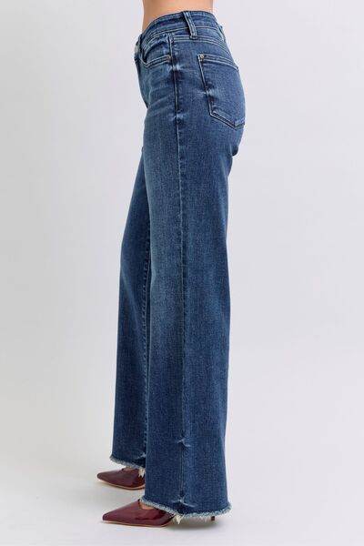 Judy Blue Full Size Raw Hem Mid Rise Jeans - Hovatok