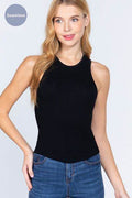 ACTIVE BASIC Ribbed Round Neck Racerback Seamless Tank - Hovatok
