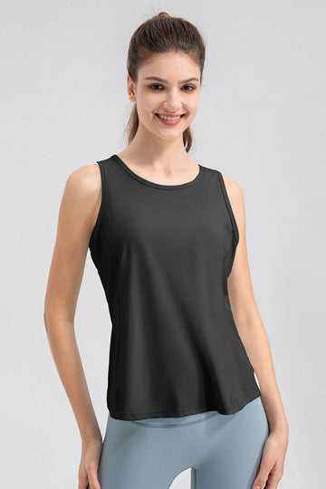 Wide Strap Round Neck Active Tank - Hovatok