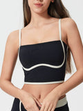 Millennia Contrast Trim Square Neck Active Cami with Detachable Chest Pads - Hovatok