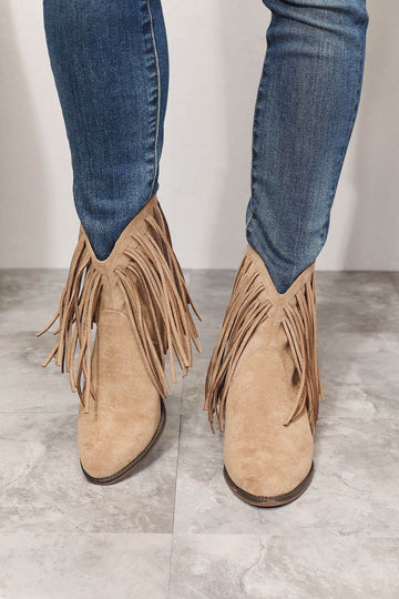Legend Women's Fringe Cowboy Western Ankle Boots - Hovatok