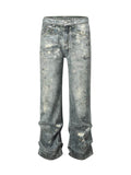 Men's Washed Printed Straight Jeans - Hovatok