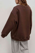 Oversize Round Neck Dropped Shoulder Sweatshirt - Hovatok