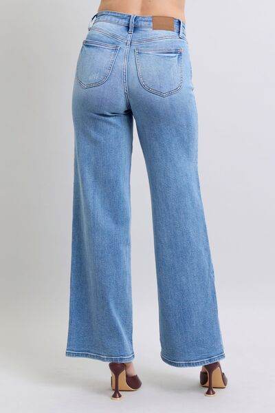 Judy Blue Full Size Wide Leg Jeans with Pockets - Hovatok