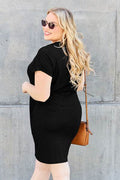 Basic Bae Bamboo Full Size Round Neck Short Sleeve Dress with Pockets - Hovatok