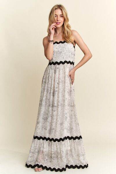 ADORA Floral Adjustable Strap Maxi Cami Dress - Hovatok