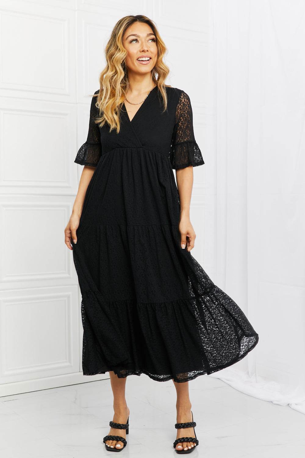 P & Rose Lovely Lace Full Size Tiered Dress - Hovatok
